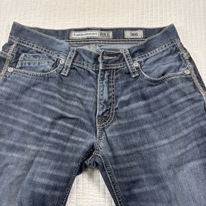 BKE Jeans Men's 30S Long Carter Straight Stretch Stitched‎ Designer Denim Blue